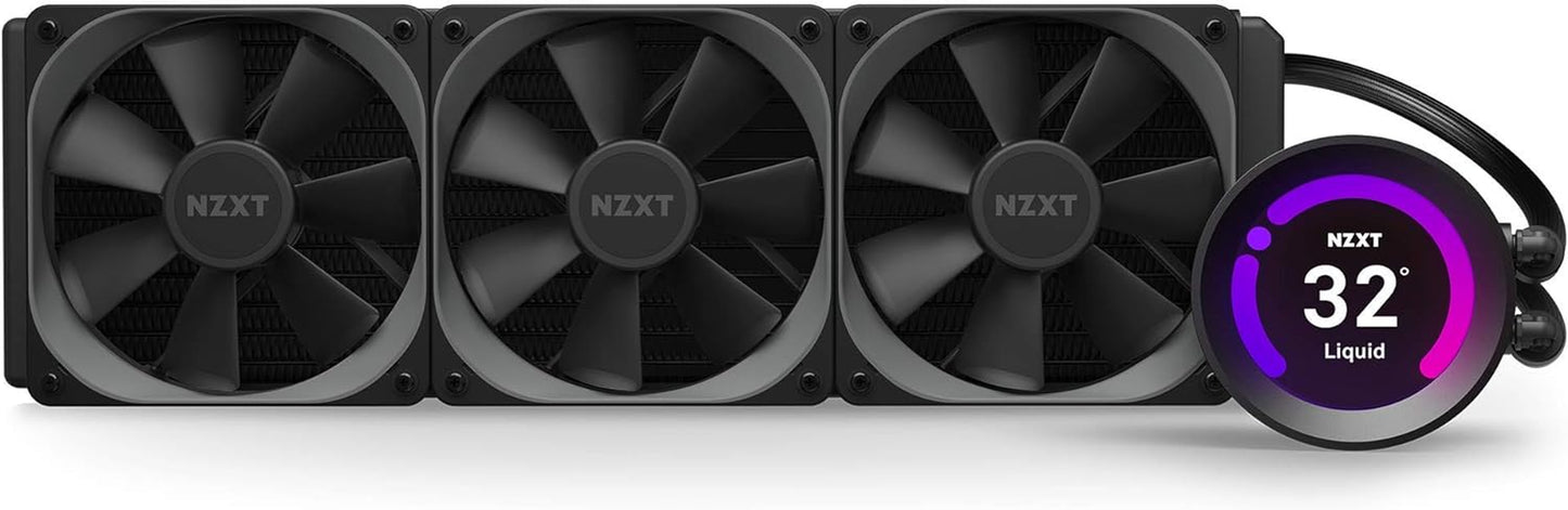 Kraken Z73 360mm AIO RGB Liquid CPU Cooler with Customizable LCD Display, Enhanced Pump, CAM V4 Software, RGB Connector, and Three Aer P 120mm Radiator Fans - Black