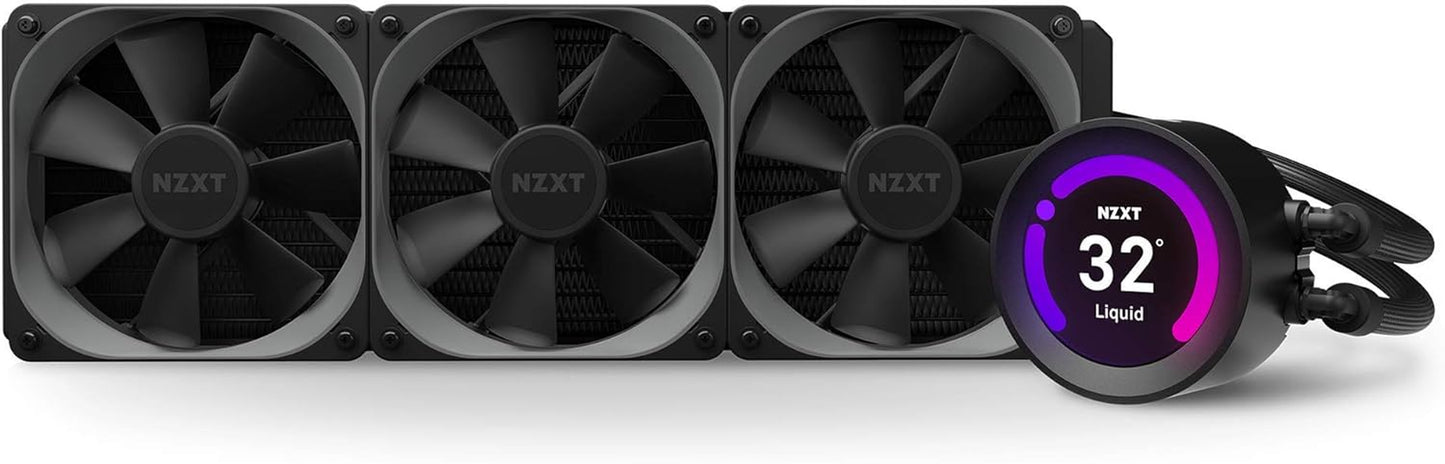 Kraken Z73 360mm AIO RGB Liquid CPU Cooler with Customizable LCD Display, Enhanced Pump, CAM V4 Software, RGB Connector, and Three Aer P 120mm Radiator Fans - Black