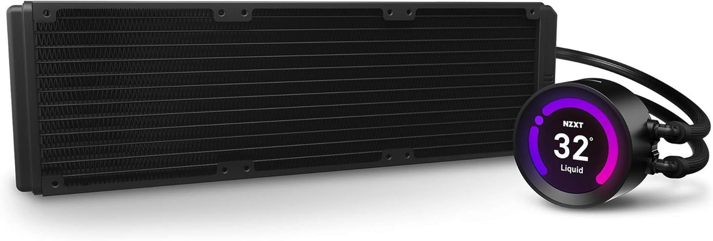Kraken Z73 360mm AIO RGB Liquid CPU Cooler with Customizable LCD Display, Enhanced Pump, CAM V4 Software, RGB Connector, and Three Aer P 120mm Radiator Fans - Black